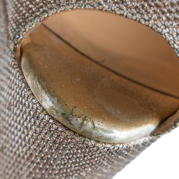 Christian Louboutin Peep Toe Platform Heels – Metallic Micro-Crystal Mesh US 8.5 - Picture 12 of 13